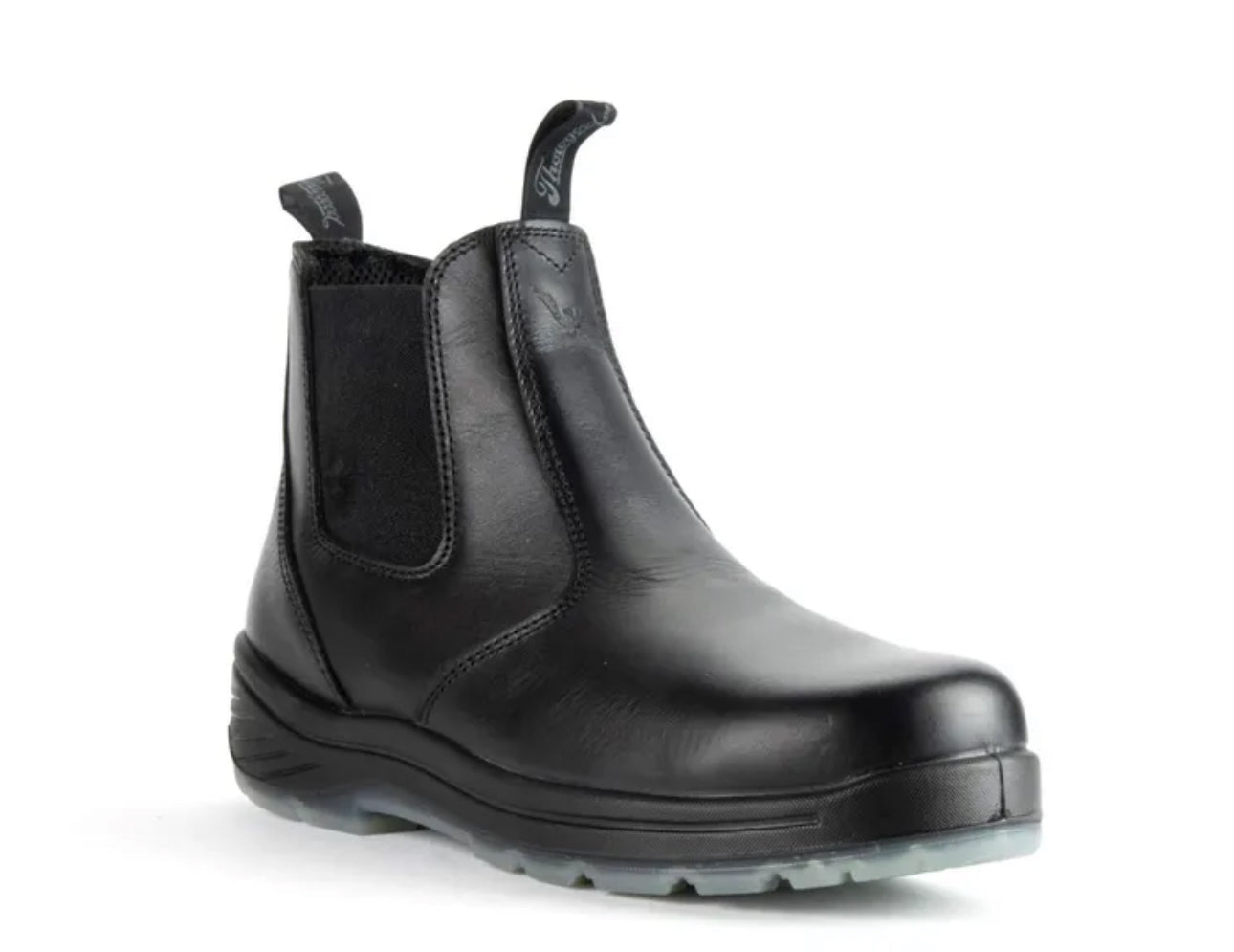 Thorogood Boots: Men's 804 6134 Black 6" Composite Toe Pull On Translucent Bottom Work Boot